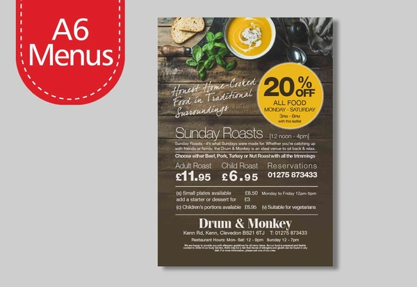 A6 Menus